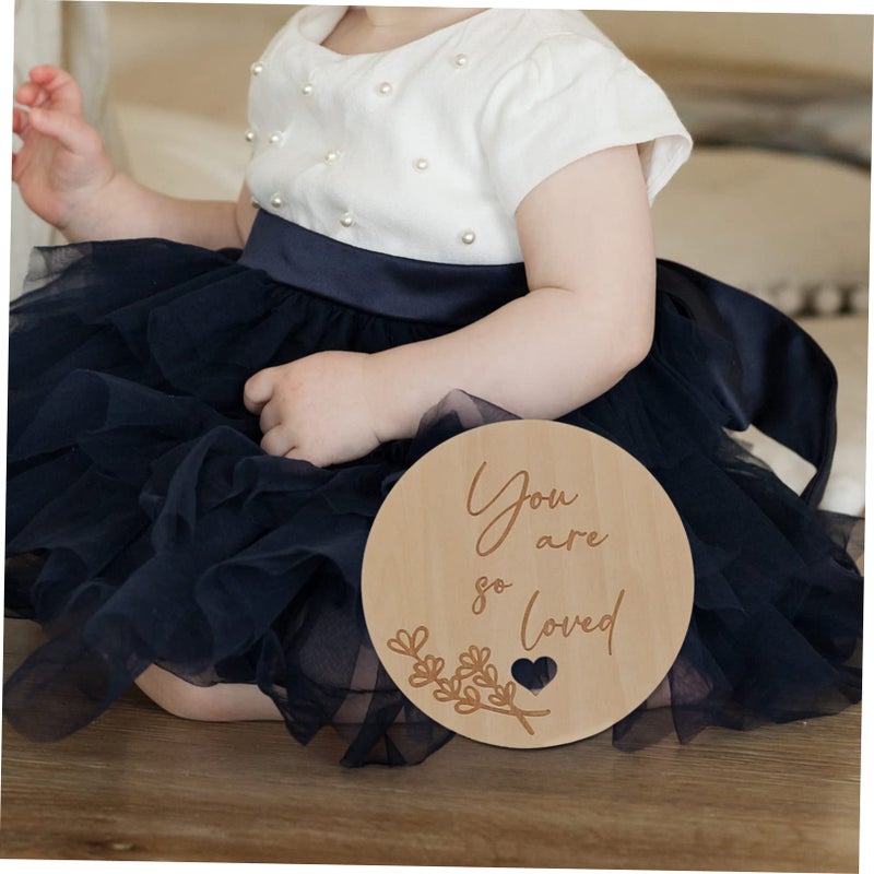 Wooden Baby Milestone Cards For Monthly Growth Photos Newborn Memory Props - Image 3