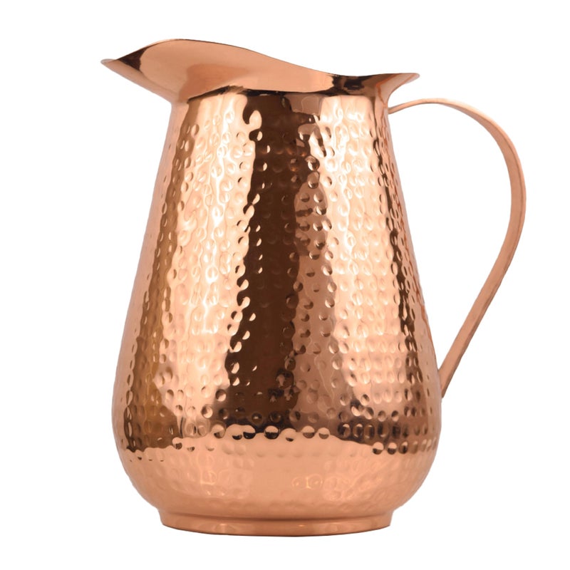 Artisan's Anvil Artisans Anvil Copper Pitcher wCopper Handle Pure 100 Hammered Vessel Heavy Duty Copper Jug Handmade 70 fl Oz Best for Water Ayurveda Moscow Mule Cocktails 