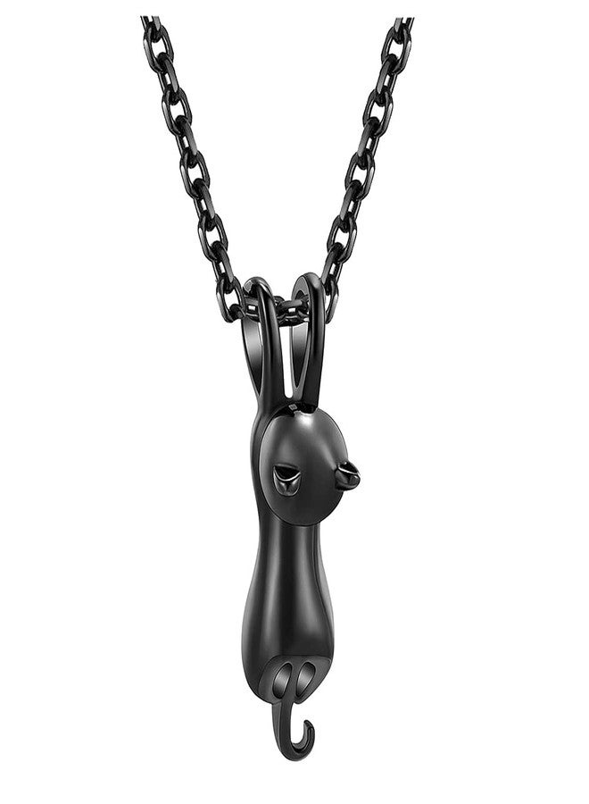 OutstandLong Black Cat Animal Urn Necklace for Ashes Keepsake Memorial Cremation Pendant Jewelry - Image 1