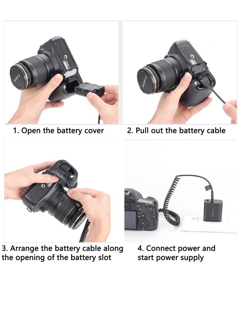 LP-E6 Dummy Battery Decoded, Battery, Replacement with Type-C Spring Power Adapter Cable for Canon EOS R R5 R5C R6 90D 80D 70D 60D 60Da 5D - Image 2