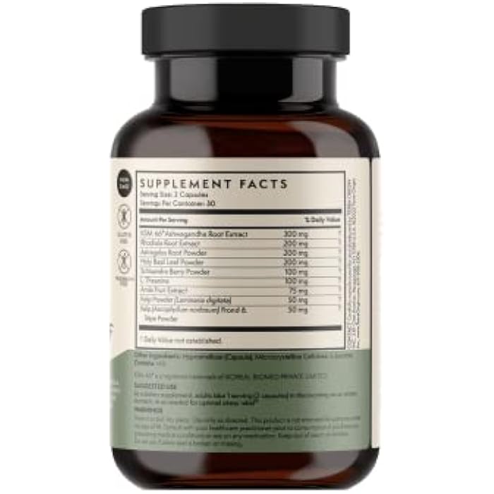 TERRA ORIGIN Healthy Stress Supplement | 60 Capsules | KSM-66 Organic Ashwagandha, L-Theanine, Rhodiola Extract, Astragalus Root and Holy Basil | Stress and Mood Support - Image 2