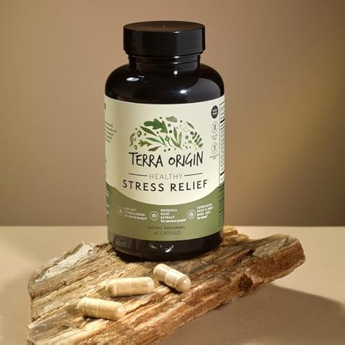 TERRA ORIGIN Healthy Stress Supplement | 60 Capsules | KSM-66 Organic Ashwagandha, L-Theanine, Rhodiola Extract, Astragalus Root and Holy Basil | Stress and Mood Support - Image 3