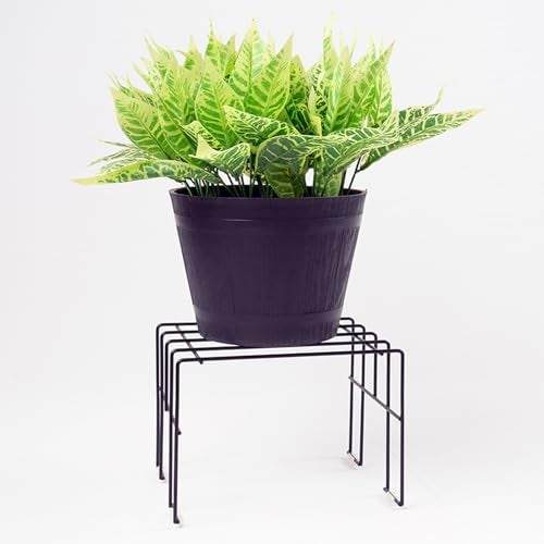 Meshable Moso 1 Tiered Plant Stand for Balcony and Living Room Made with Metal, Elegant Design and Rust Free Decorative Pot Stand For Indoor & Outdoor - Black (Set of 1) - Image 1