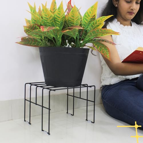 Meshable Moso 1 Tiered Plant Stand for Balcony and Living Room Made with Metal, Elegant Design and Rust Free Decorative Pot Stand For Indoor & Outdoor - Black (Set of 1) - Image 5