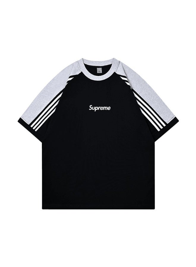 SUPREME American campus contrast color three-bar raglan sleeves heavy cotton loose meat cover men and women tide brand T-shirts - Image 4