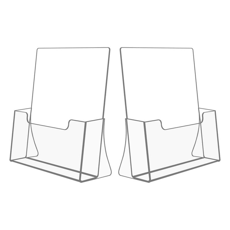 BEST MEDIA Acrylic Brochure Holder, 2-Pack Clear Literature Display Stand, 21.5 x 28 cm Countertop Organizer for Flyers, Magazines, Pamphlets, Booklets, Menus and Journals, for Office and Retail