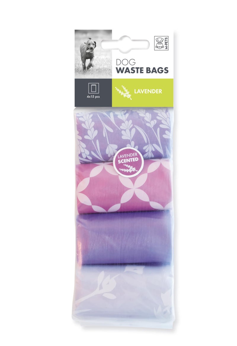 M-PETS Dog Poop Scented Waste Bags, Thicker Poop Scooper Bag for Dogs & Cats, Mess-Free, Strong & Leak-Proof, Compatible with All Poop Bag Dispensers, Rose Scent, 4x15 bags, Lavender - Image 3