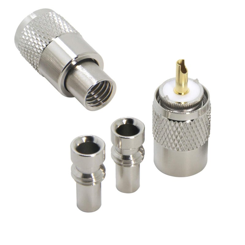 RFAdapter PL 259 Connectors, 2-Pack PL-259 UHF Male Solder Connector Plug with Reducer, Teflon Material 50ohm for RG59, RG8, RG8x, LMR-400, RG-213 Coaxial Cable Compatiable with Ham Radio Antenna - Image 5