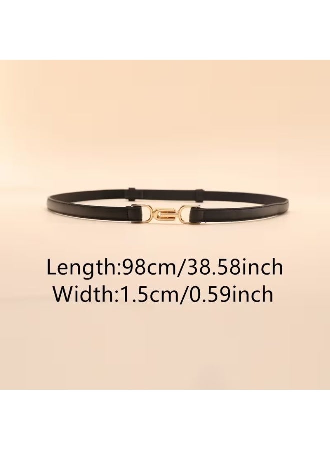 Goolsky [Stylish Dress Coat Girdle for Women] Stylish Buckle Thin PU Belts Black Simple Casual Waistband Vintage Dress Coat Girdle For Women - Image 2