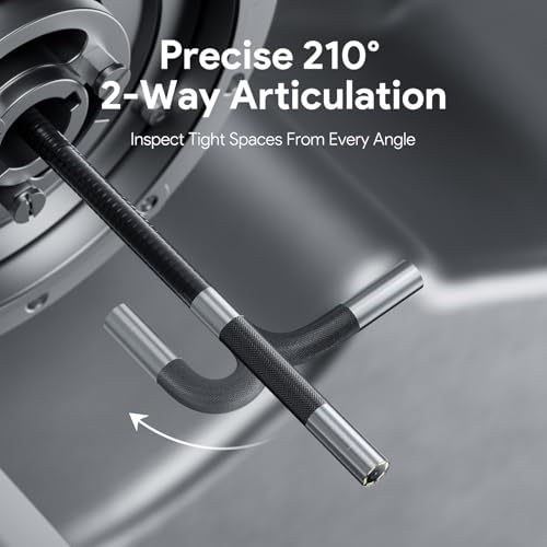DEPSTECH Articulating Borescope Camera with Light, 5" IPS HD Screen, Industrial Endoscope Inspection Camera with Two-Way Articulated Probe, 0.24'' Flexible Snake Scope for Wall Automotive Engine - 5FT - Image 2