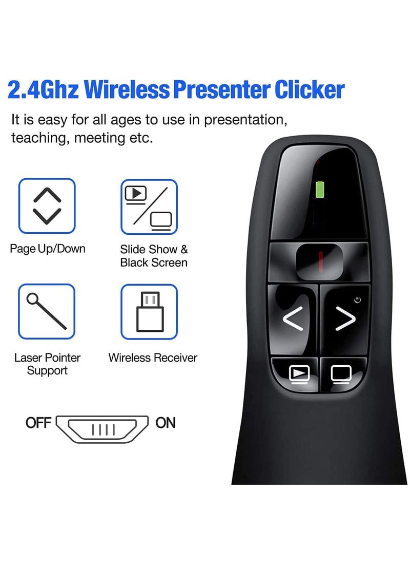 Arabest PowerPoint Presentation Clicker - R400 2.4Ghz USB Wireless Presenter with Red Laser Pointer for Windows and Mac, Remote Control for Slideshows, Keynote and More  - Image 2