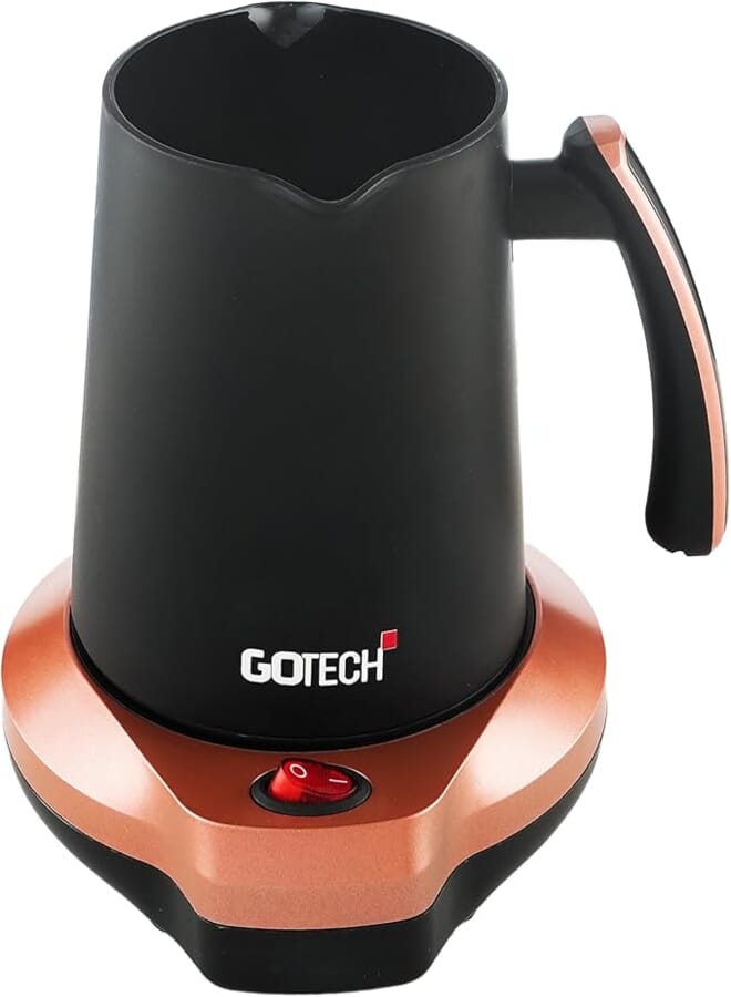 Gotech Turkish Coffee Maker, 400-600W, 240ml Up To 4 Cups, Stainless Steel Heating Plate, 360 Rotating Base, Boil-Dry and Overheat Protection and Low Heat Brewing for Authentic Flavor