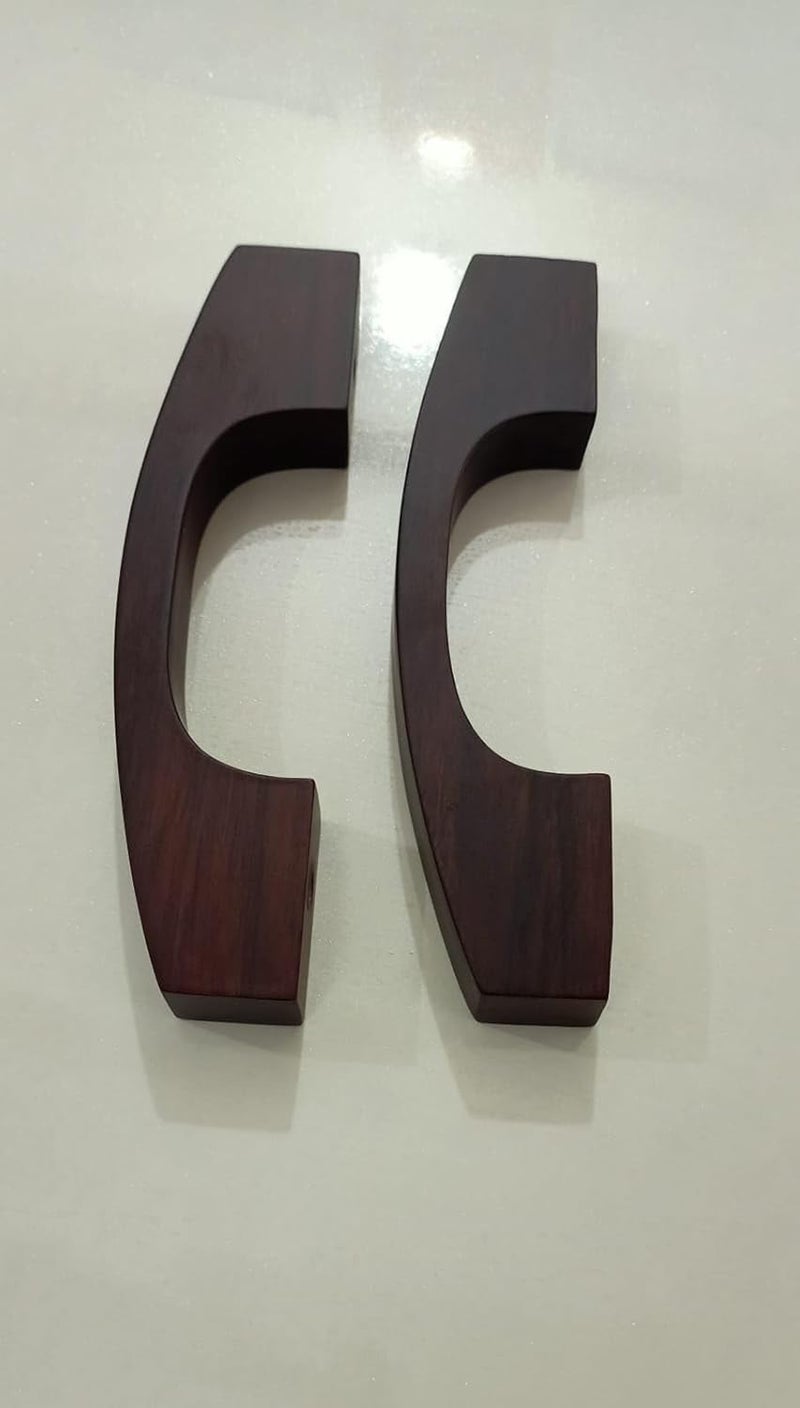 Interior HUT 3 Natural Brown Wooden Handle Solid Teak Wood for Wardrobe Handles Doors Handle Cabinet Handles Drawers Handles Pull Handle 1 Pieces 6 Inches  - Image 2