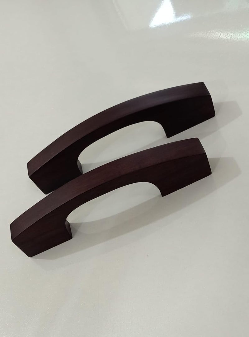 Interior HUT 3 Natural Brown Wooden Handle Solid Teak Wood for Wardrobe Handles Doors Handle Cabinet Handles Drawers Handles Pull Handle 1 Pieces 6 Inches  - Image 1