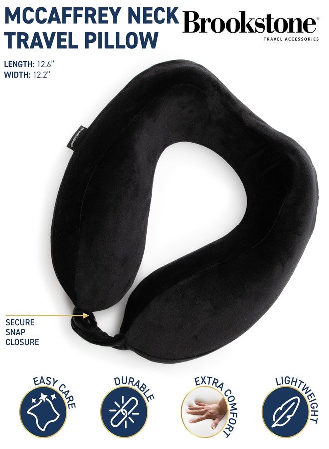 Brookstone x Christian McCaffrey Neck Travel Pillow - Lightweight U-Shaped Stuffable Memory Foam Travel Neck Pillow for Car, Airplane Travels and Sleep, Black - Image 2
