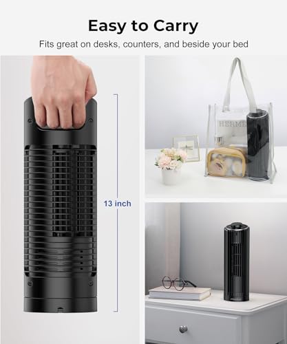 Abolee Tower Fan, 23ft/s Desk Fan, 70° Oscillating Desk Fan, Standing Table Fan with 3 Modes, 2026 New 13" Bladeless fan for Bedroom, Home,Office - Image 4