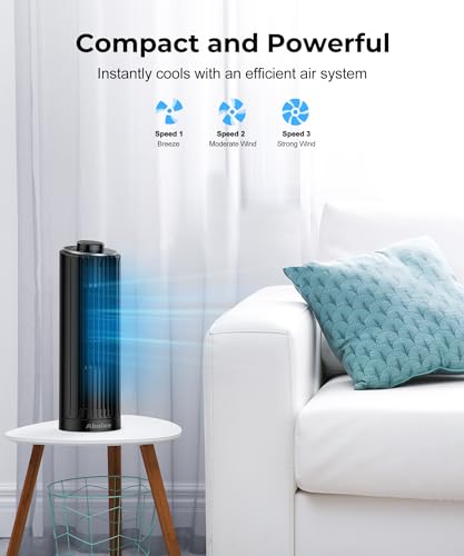 Abolee Tower Fan, 23ft/s Desk Fan, 70° Oscillating Desk Fan, Standing Table Fan with 3 Modes, 2026 New 13" Bladeless fan for Bedroom, Home,Office - Image 2