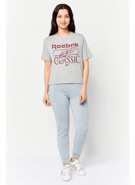 Reebok Women Sportswear Fit Short Sleeve Outdoor Crop T-Shirt, Grey  - Image 3