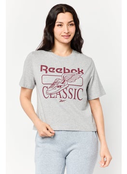 Reebok Women Sportswear Fit Short Sleeve Outdoor Crop T-Shirt, Grey  - Image 1
