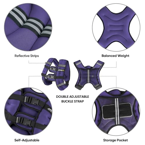 APEXUP 20lbs Weighted Vest Men Women, Weight Vest for Women Workout Equipment for Strength Training Running (Purple) - Image 4