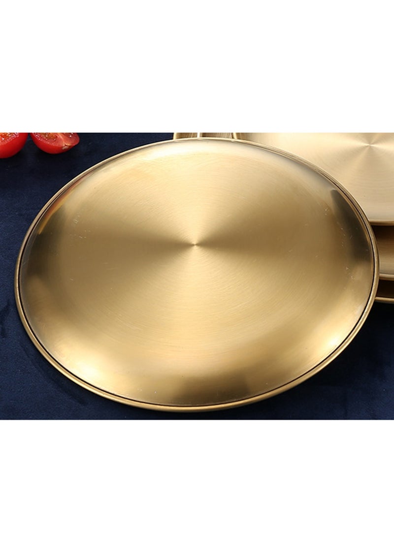 TDAO Stainless Steel Gold Serving Tray, Nordic Style Circular Breakfast Tray, Fruit Decorative Platter, Tea Snack Tray, Serving Display Tray,  Candle Decoration Tray, Jewelry/Make up/Perfume Mirror Dish Plate for Family Party, Decor and Festival (Diameter 30cm x 1.9cm/11.8" x 0.748") - Image 2
