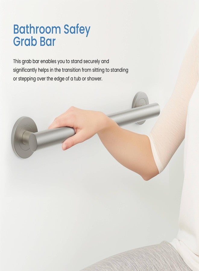 KIBI 12 Inch Stainless Steel Bathroom Safety Grab Bar | Straight Shaped Grab Bar for Bathtubs and Showers, Shower Safety Grab Bars for Seniors, Wall Mounted Anti-Slip Support (Brushed Nickel, KGB1112) - Image 5