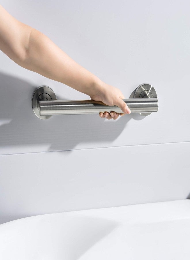 KIBI 12 Inch Stainless Steel Bathroom Safety Grab Bar | Straight Shaped Grab Bar for Bathtubs and Showers, Shower Safety Grab Bars for Seniors, Wall Mounted Anti-Slip Support (Brushed Nickel, KGB1112) - Image 4