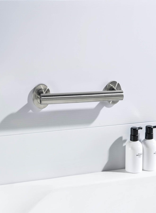 KIBI 12 Inch Stainless Steel Bathroom Safety Grab Bar | Straight Shaped Grab Bar for Bathtubs and Showers, Shower Safety Grab Bars for Seniors, Wall Mounted Anti-Slip Support (Brushed Nickel, KGB1112) - Image 2