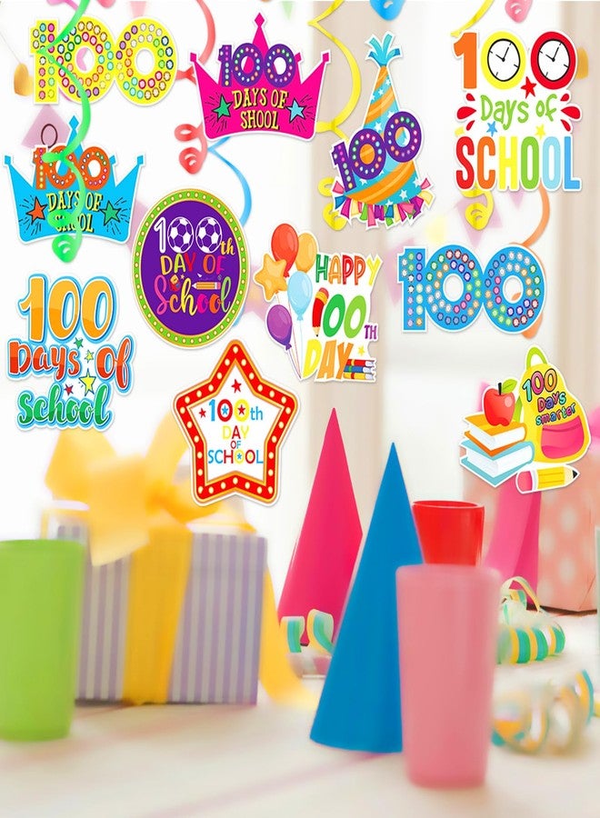 KALEFO 100 Days of School Decorations 30Pcs Colorful Happy 100th Day Decor Ceiling Hanging Foil Swirls Kindergarten Preschool Primary High Party Supplies Favors - Image 2