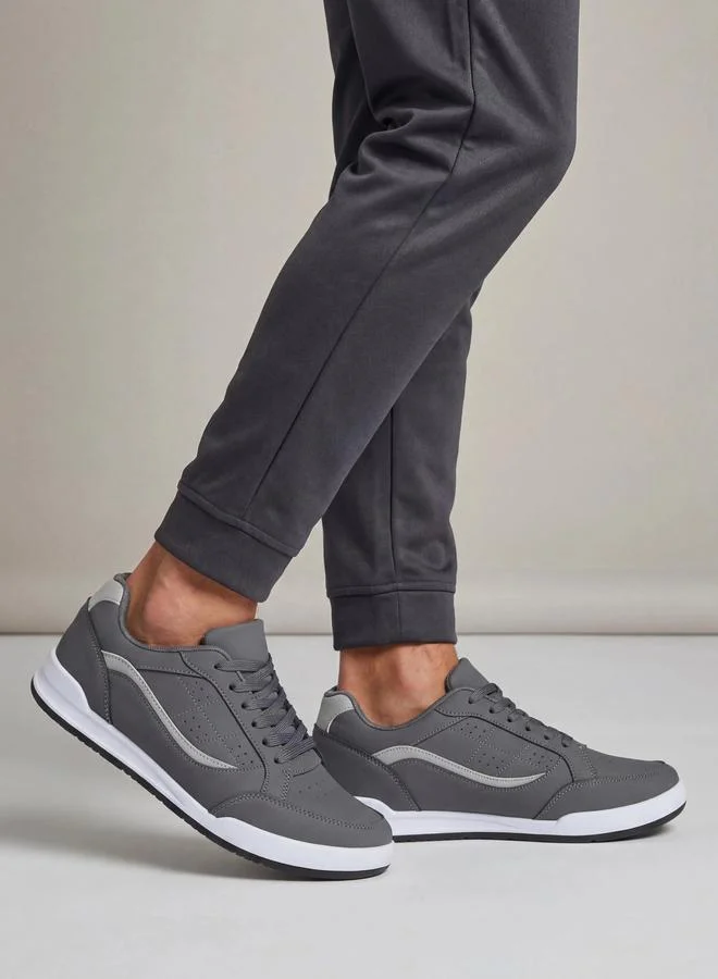 Styli Grey Men Grey Panelled Lace-Up Sneakers for Men | Best Price UAE