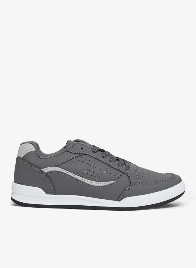 Styli Men Grey Panelled Lace-Up Sneakers