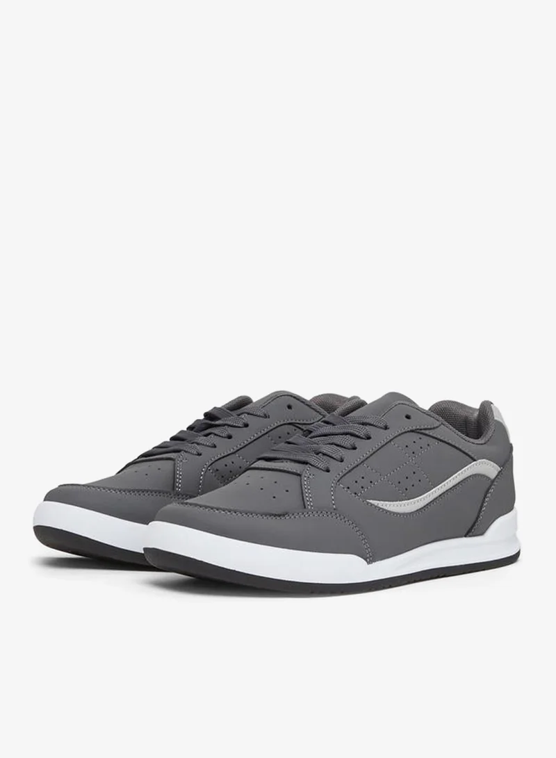 Styli Men Grey Panelled Lace-Up Sneakers