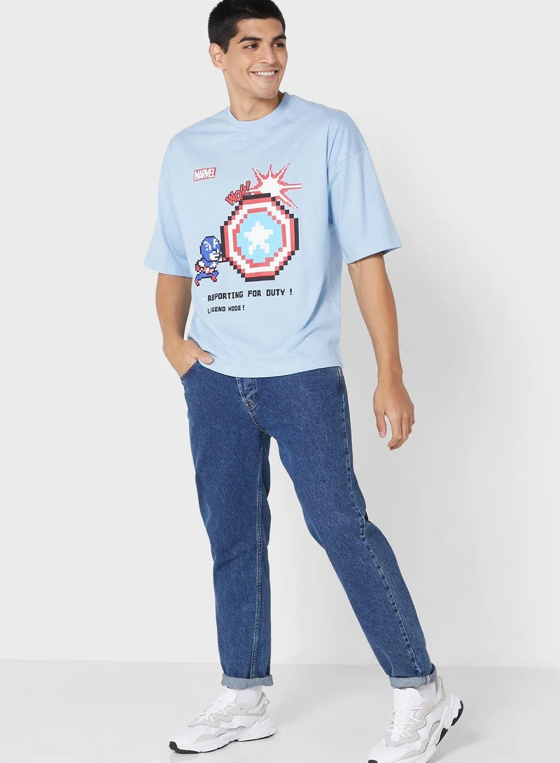 Marvel  Captain America Oversize T-Shirt for Men | Best Price UAE