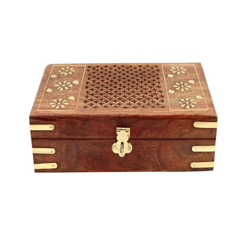 ZYNTIX Jali Brass and Wooden Gift Box for Girls Birthday Gift for Girlfriend Elegant Keepsake Box for Memorable Birthday Gift Ideal for Jewelry, Trinkets, and More - Image 2
