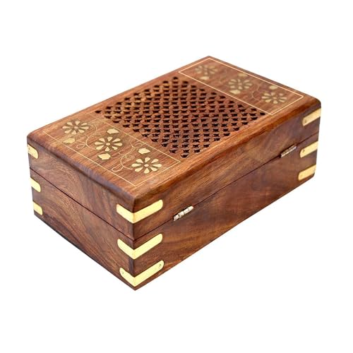 ZYNTIX Jali Brass and Wooden Gift Box for Girls Birthday Gift for Girlfriend Elegant Keepsake Box for Memorable Birthday Gift Ideal for Jewelry, Trinkets, and More - Image 3