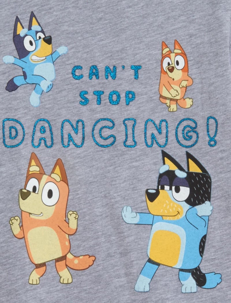 Bluey Family Bingo Bandit Mom Little Girls Graphic T-Shirt Gray 5-6 - Image 3