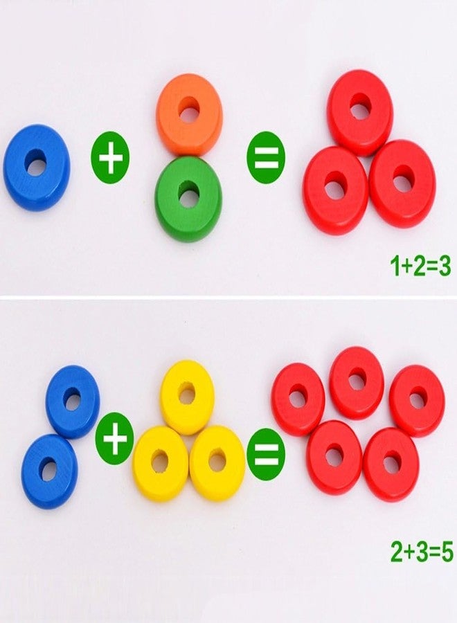 Little Mind Rainbow Blocks Wooden Ring Stacking Toy for Kids | Colour Sorting & Counting Puzzle | Early Learning Montessori Educational Toy for Toddlers & Preschoolers (Ages 2–5 Years) - Image 4