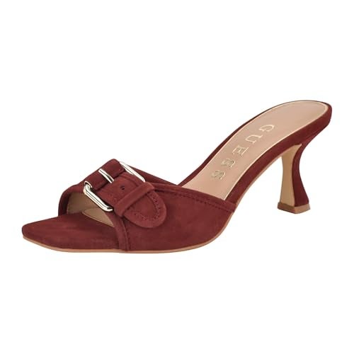 Guess Women's Dista Heeled Sandal, Dark Red Leather 600, 5 - Image 1