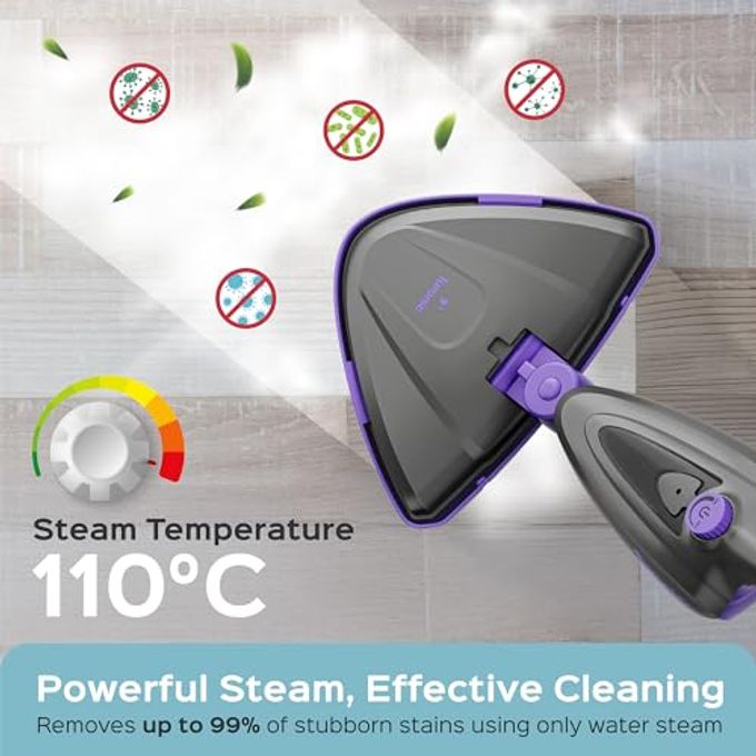 Turonic ST3 10-in-1 Steam Mop 1500W Floor Steamer with Detachable Handle, 110C Steam, 25-Min Runtime, Handheld Cleaner for Tile, Grout, Hardwood, Carpet, Upholstery, Chemical-Free Cleaning - Image 2