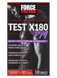 Force Factor Test X180 PM Testosterone Booster for Men, Overnight Testosterone Supplement to Build Muscle, Increase Strength, and Promote Deeper, Healthier Sleep and Recovery, Force Factor, 120 Tablets  - Image 1