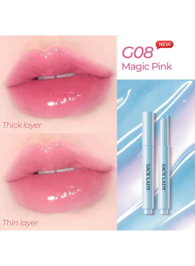 SACE LADY Glasting Gloss Lipstick – Moisturizing High-Shine Lip Gloss Balm (G08 Magic Pink) - Image 1