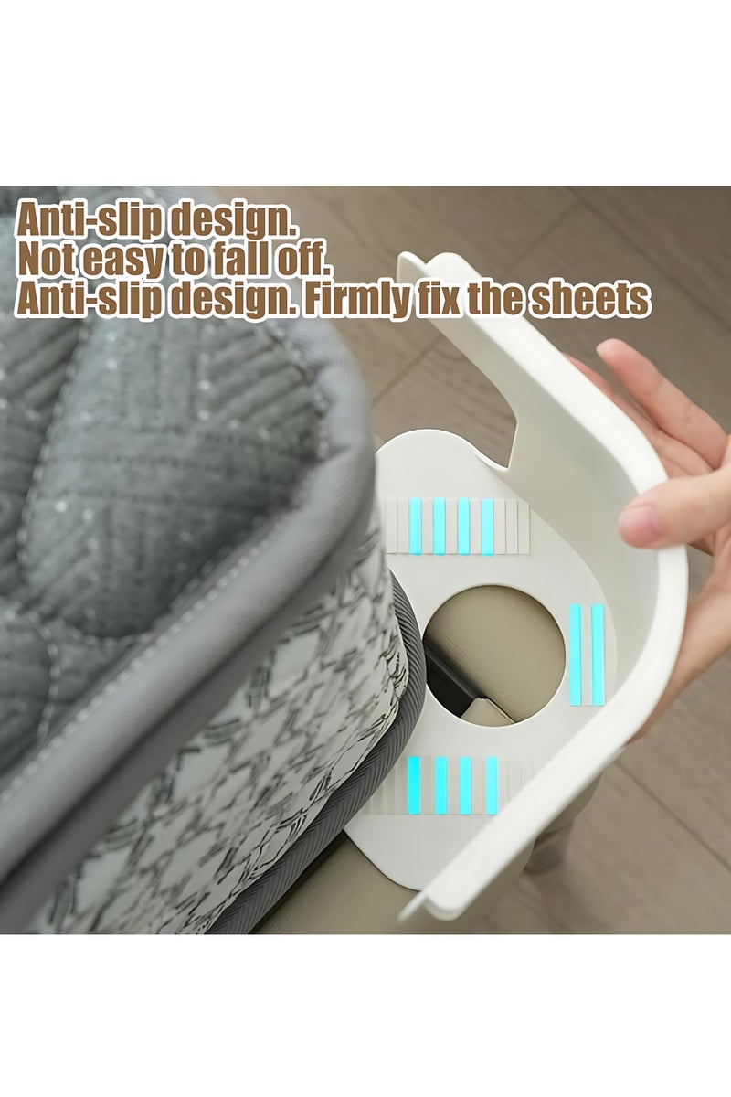 Bed Sheet Holder Set with Lock Strips – 4pcs Fitted Sheet Clips with Non-Slip Design – Heavy Duty Bed Sheet Fasteners for All Mattress Sizes – Grey - Image 4