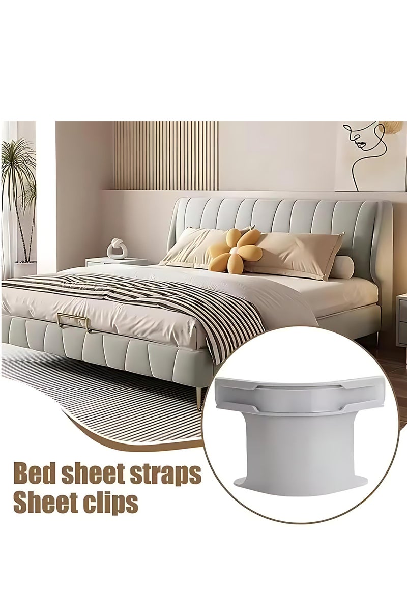 Bed Sheet Holder Set with Lock Strips – 4pcs Fitted Sheet Clips with Non-Slip Design – Heavy Duty Bed Sheet Fasteners for All Mattress Sizes – Grey - Image 3
