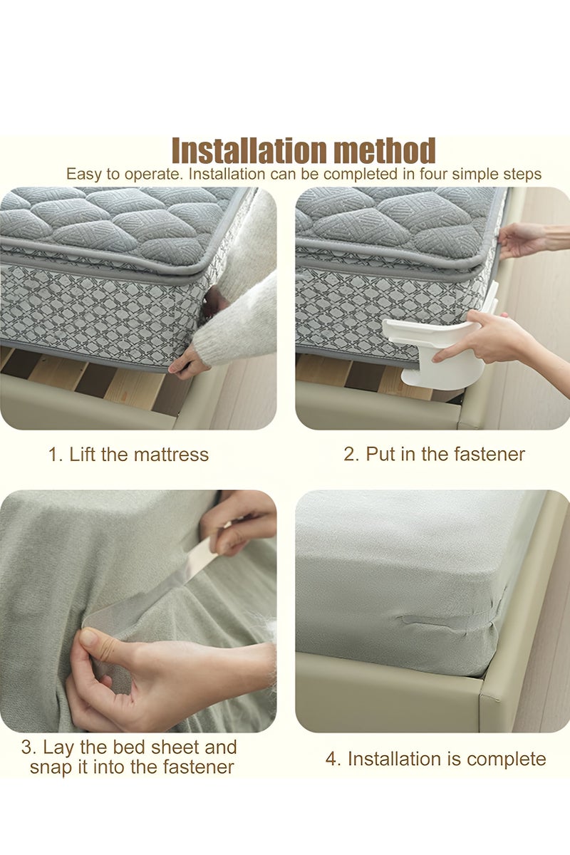 Bed Sheet Holder Set with Lock Strips – 4pcs Fitted Sheet Clips with Non-Slip Design – Heavy Duty Bed Sheet Fasteners for All Mattress Sizes – Grey - Image 5