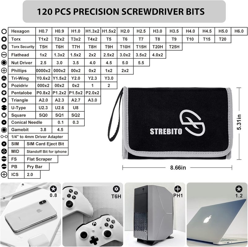 STREBITO Precision Screwdriver Set 142-Piece Computer Tool Kit Magnetic Screwdriver Set Laptop Screwdriver Kit Electronic Repair Kit Tech Toolkit for PC, Phone, Macbook, Nintendo, PS4, Xbox Controller - Image 2