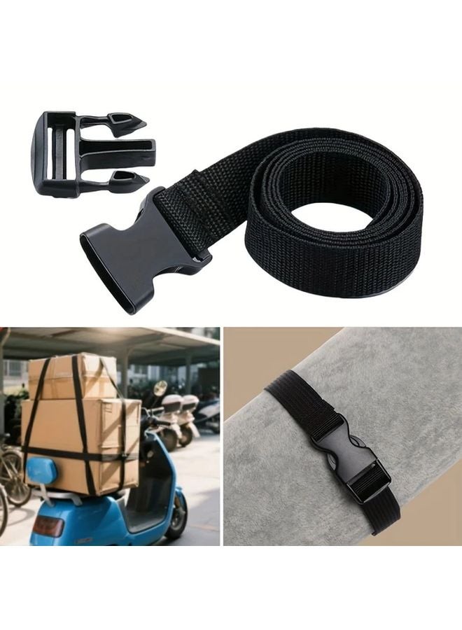 Heavy Duty Black Ratchet Strap 1pc Metal Buckle Adjustable Cargo Tie Down - Image 2