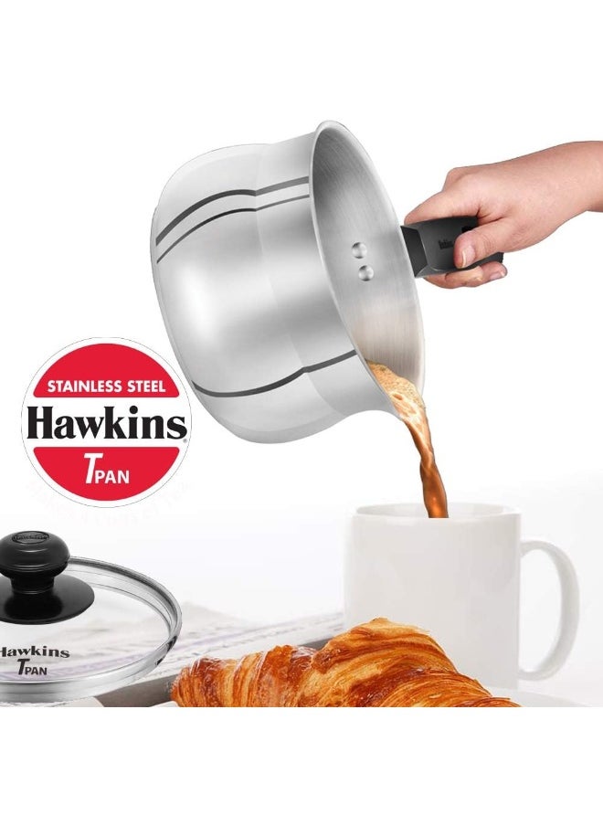1.5 Liters Stainless Steel Saucepan With Glass Lid,Silver