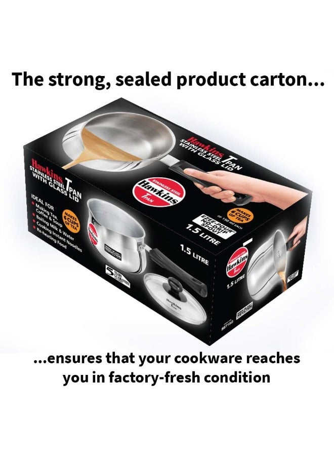 1.5 Liters Stainless Steel Saucepan With Glass Lid,Silver