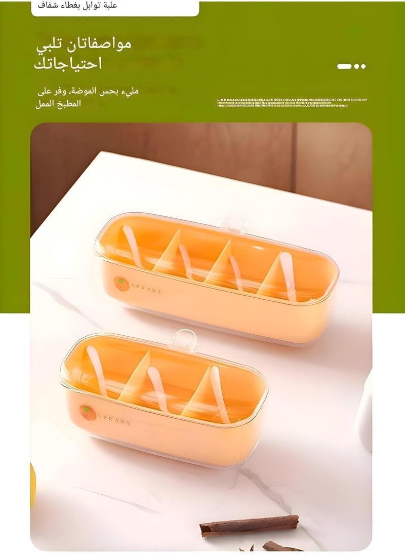 Acrylic Spice Rack - Comprehensive Storage Solution With Lids, Salt Dispensing Units, And Spoon Tools, Designed For Extended Use And Maintaining Freshness In Your Pantry