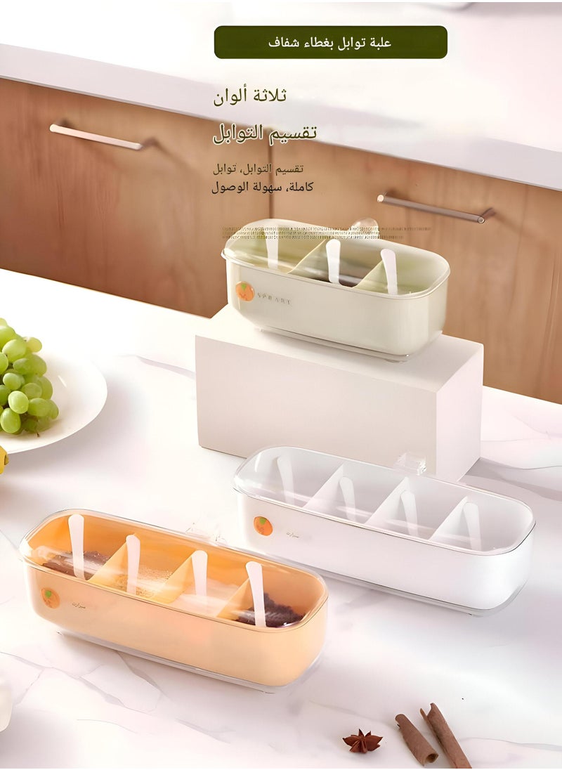 Acrylic Spice Rack - Comprehensive Storage Solution With Lids, Salt Dispensing Units, And Spoon Tools, Designed For Extended Use And Maintaining Freshness In Your Pantry